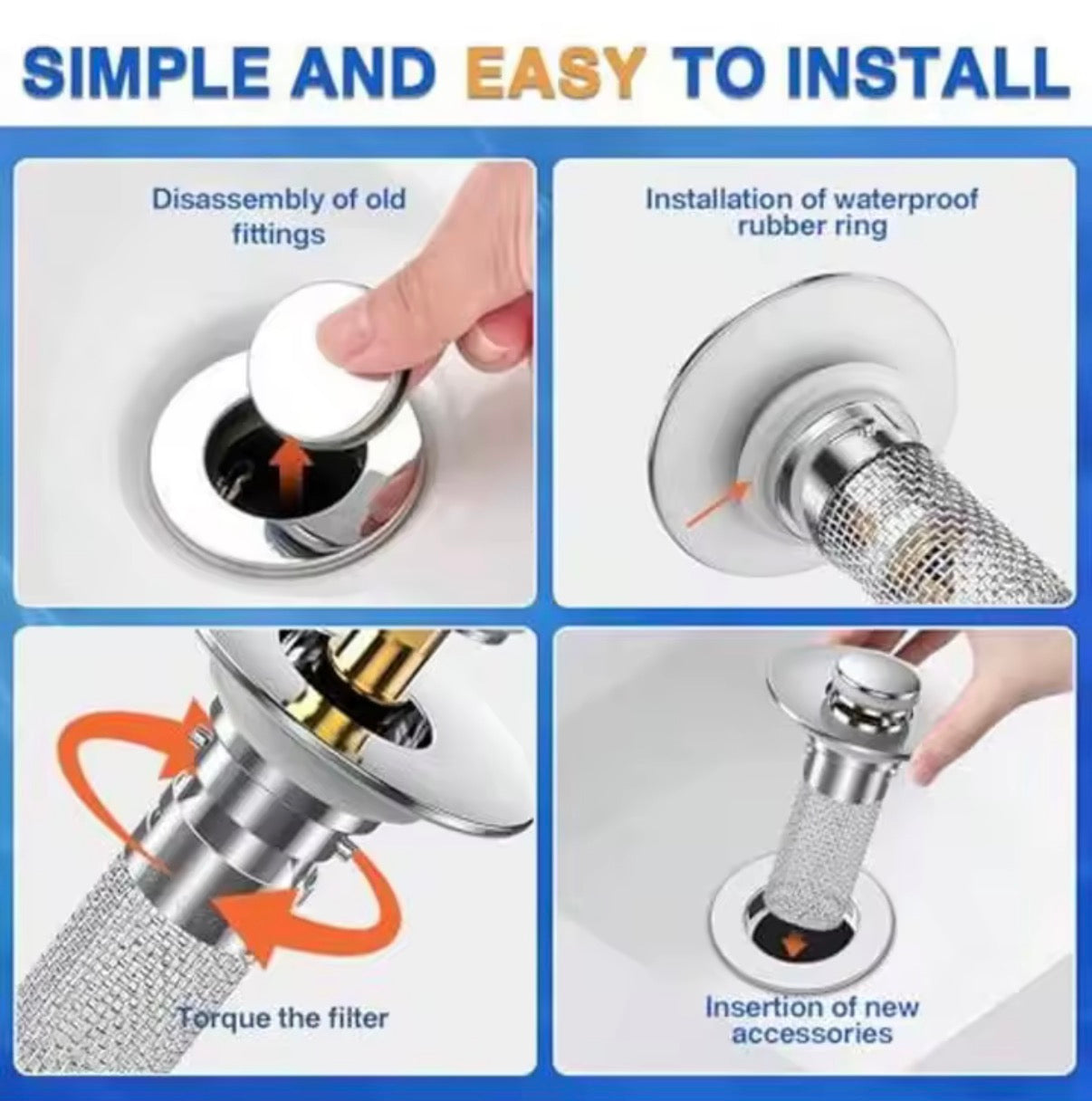 DrainGuard™ Pop-Up Sink Filter & Hair Catcher